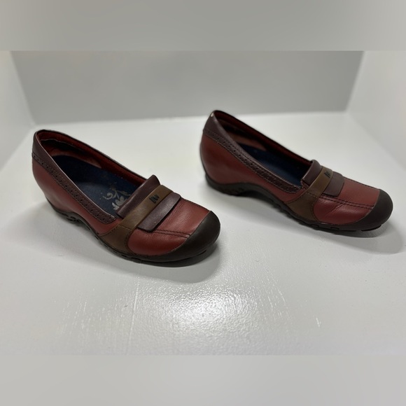 Merrell Plaza Moc Wedge Moccasins Dark Autumn Leather Slip-ons size 6.5 - Picture 3 of 8